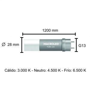 TUBO LED 18W T8 1.20 MTS DE PVC NANO MACROLED - Vista 6