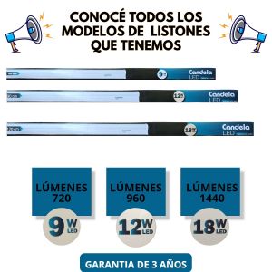LISTON LED 9W 60 CM T5 FRIO PVC 220V IP20 CANDELA - Vista 5