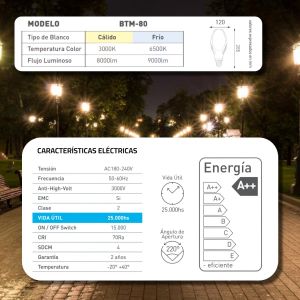 LAMPARA HIGHPOWER LED 80W E40 MAGNOLIA PVC/ALUM MACROLED - Vista 7