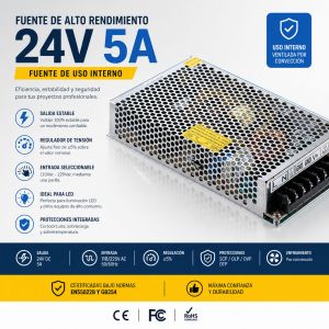 FUENTE SWITCHING SELECCIONABLE 24V 5A 120W  PRONEXT - Vista 1