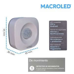 SENSOR DE MOVIMIENTO DE TECHO 360° APLICAR SMART A PILA 5 MTS ALCANCE  MACROLED - Vista 3