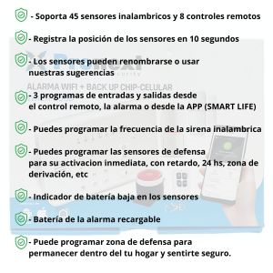 ALARMA DOMICILIARIA INALAMBRICA SMART WIFI + GSM WALA 3000 PRONEXT - Vista 12