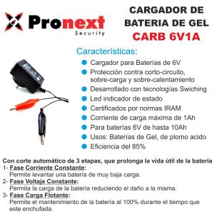 CARGADOR DE BATERIA DE GEL 6V 1 AMP C/ CORTE AUTOMATICO - Vista 1