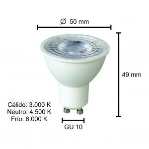 LAMPARA DICROICA LED 7W GU10 DE PVC DIMERIZABLE MACROLED - Vista 7