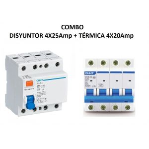 COMBO DISYUNTOR TETRAPOLAR 4X25 + TéRMICA TRIFASICO INDUSTRIAL 4X20 - Vista 1