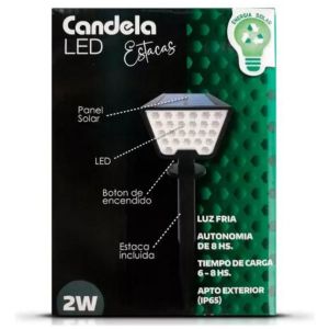 ESTACAS SOLARES LED 2W FRíA EXTERIOR CANDELA 7386 CUADRADA NEGRO - Vista 3