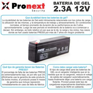 BATERIA DE GEL DE 12V 2.3 AH PRESS - Vista 2