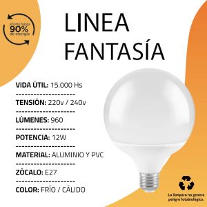 LAMPARA GLOBO LED 12 WATT CANDELA - Vista 4