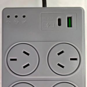 ESTABILIZADOR ATOMLUX R1000C 6 TOMAS CARGADOR USB+USB-C GRIS - Vista 6