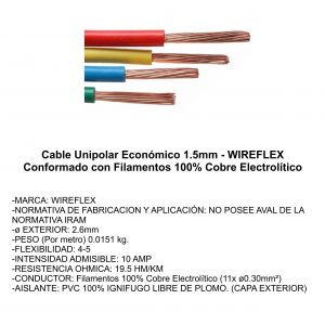 CABLE UNIPOLAR 1.5 MM X 100 METROS WIREFLEX - Vista 13