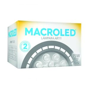 LAMPARA AR111 LED 15W 25º GU10 DIMERIZABLE DE PVC GRIS MACROLED - Vista 1