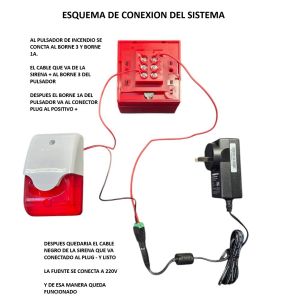 ALARMA DE INCENDIO CON SIRENA PARA INTERIOR Y PULSADOR - Vista 1