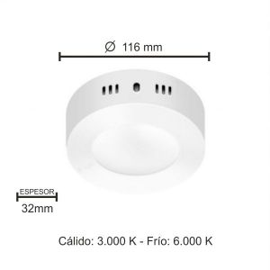 PANEL LED APLICAR REDONDO 6W MACROLED - Vista 4