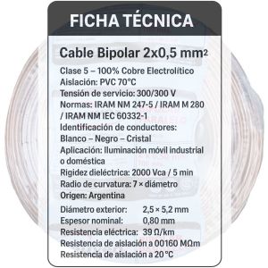 CABLE BIPOLAR PARALELO CRISTAL 0.50MM X 100 MTS EPUYEN - Vista 3