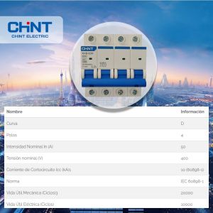 LLAVE TERMICA TETRAPOLAR 4X50A 10KA CURVA D CHINT - Vista 2