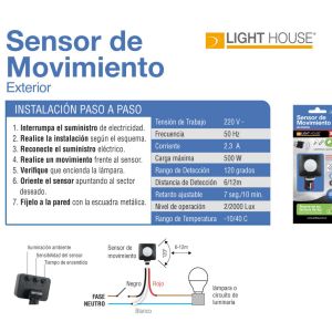 SENSOR DE MOV. TECHO LIGHT HOUSE - Vista 2