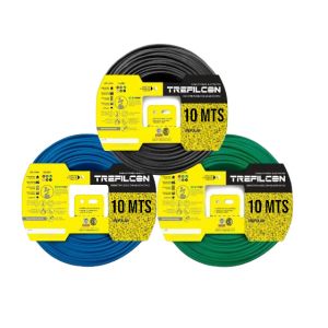 CABLE UNIPOLAR 1.5 MM TREFILCON X 10M PACK X 3 COLORES (NEGRO- CELESTE - VERDE/AMARILLO)