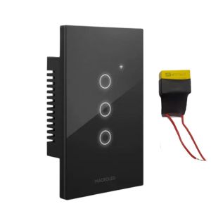 LLAVE LUZ PARED INTERRUPTOR WIFI TOUCH SMART 3 CANAL C/ CAPACITOR 7A MACROLED ROMA - Vista 6