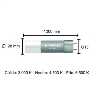 TUBO LED 18W T8 1.20 MTS DE PVC NANO MACROLED - Vista 6