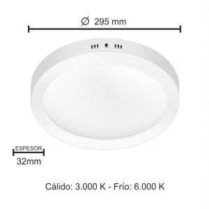 PANEL LED APLICAR REDONDO BLANCO 24W MACROLED - Vista 6