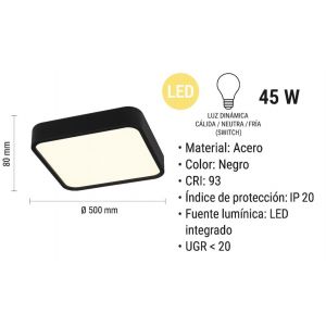 PLAFON LED ACERO NEGRO 45W GALACTIC DISEÑO CUADRADO MODERNO - Vista 1