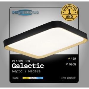 PLAFON LED ACERO NEGRO Y MADERA 45W GALACTIC DISEÑO CUADRADO MODERNO - Vista 3
