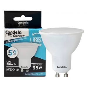 LAMPARA LED DICROICA ESMERILADA 5W GU10 CANDELA