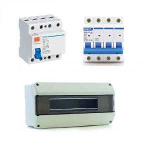 COMBO DISYUNTOR TETRAPOLAR 4X25 + TéRMICA TRIFASICO INDUSTRIAL 4X32 + TABLERO