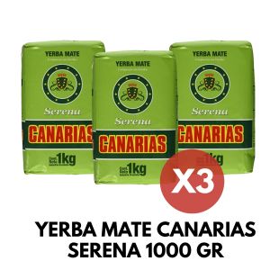 YERBA MATE CANARIAS SERENA 1KG X 3 UNIDADES + EDULCORANTE HILERET MATE LIQUIDO 400 ML - Vista 1