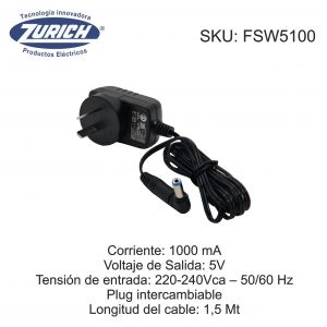 FUENTE SWITCHING 5V 1000 MA ZURICH - Vista 1