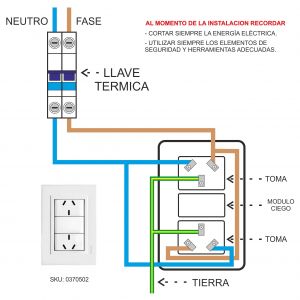 SET ARMADO TOMACORRIENTES DOBLE 10A LINEA URBANA EXULTT - Vista 3