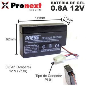 BATERIA DE GEL DE 12V 0.8 AH PRESS - Vista 1