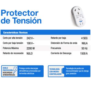 PROTECTOR DE TENSION 2200W LAVARROPA STAND BY - Vista 1