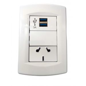 SET ARMADO CARGADOR USB 5V 3A DOBLE + TOMACORRIENTE SICA LIFE