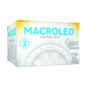 LAMPARA AR111 LED 11W GU10 DE PVC BLANCA MACROLED - Vista 1