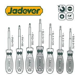 KIT JUEGO 7 DESTORNILLADORES AISLADOS 1000V 3 PLANOS + 3 PHILLIPS JADEVER - Vista 3