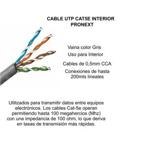 CABLE UTP CAT5E VAINA GRIS INTERIOR X METRO PRONEXT - Vista 2