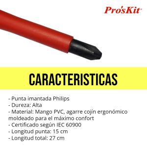 DESTORNILLADOR CON AISLACION PHILIPS 3X150MM 1000V PROSKIT - Vista 4