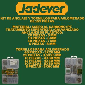 KIT TORNILLOS Y TARUGOS - 159 PIEZAS - JADEVER - Vista 2