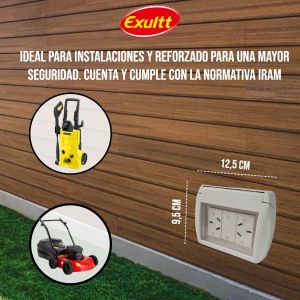 TAPA CAPSULADA EXTERIOR MEMBRANA + 2 TOMA 10A EXULTT URBANA - Vista 4