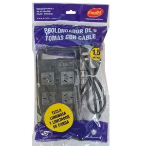 PROLONGADOR ZAPATILLA 6 TOMAS C/CABLE 1.5 MTS EXULTT - Vista 13