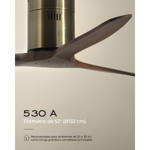 VENTILADOR DE TECHO COBRE Y MADERA 530A SIN LUZ 52” MOTOR DE ALTA EFICIENCIA LEUK