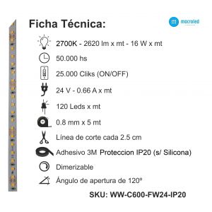 CINTA LED 80W 24V 2835 IP 20 X 5 MTS MACROLED - Vista 1