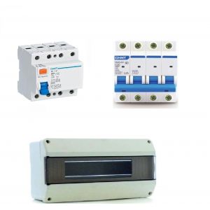 COMBO DISYUNTOR TETRAPOLAR 4X25 + TéRMICA TRIFASICO INDUSTRIAL 4X20 + TABLERO