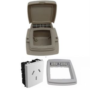 LLAVE 1 TOMA 20A CAPSULADO P/ EMBUTIR BEIGE EXULTT - Vista 1