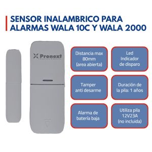 SENSOR INALAMBRICO PARA ALARMAS WALA 10C Y WALA 2000 - Vista 1