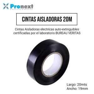 CINTA AISLADORA 20 MTS NEGRA 0.13MM*19MM PRONEXT - Vista 1