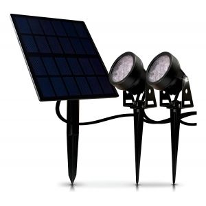 2 ESTACAS LED 2W FRíA + PANEL SOLAR CANDELA 7384 REDONDA NEGRO