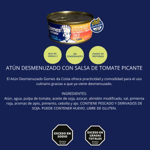 LATA DE ATUN DESMENUZADO C/ TOMATE PICANTE GOMES 170 GR X 24 UNIDADES - Vista 2