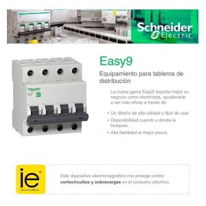 INTERRUPTOR TERMOMAGNETICO 4X20 SCHNEIDER - 4.5KA CURVA C E9 - Vista 1